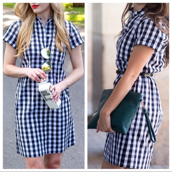 J crew black and white gingham dress Clearance